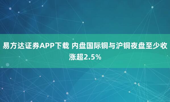 易方达证券APP下载 内盘国际铜与沪铜夜盘至少收涨超2.5%
