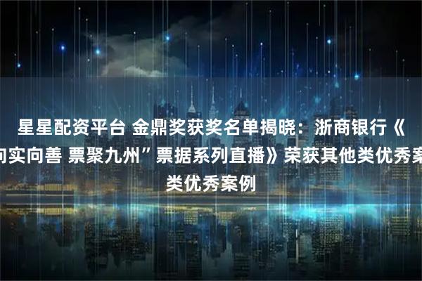 星星配资平台 金鼎奖获奖名单揭晓：浙商银行《“向实向善 票聚九州”票据系列直播》荣获其他类优秀案例